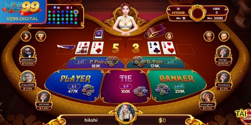 Cập nhật cửa cược Baccarat VZ99 phổ biến