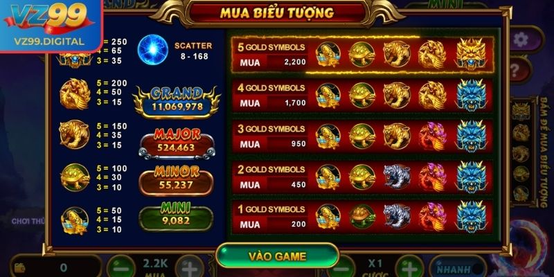 Luật chơi nổ hũ Kho Báu Tứ Linh tại VZ99