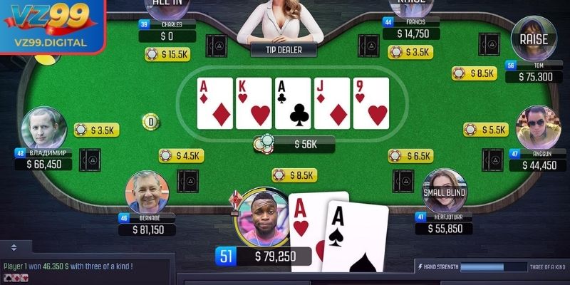 Poker VZ99 - Chiến Thuật Đỉnh Cao Giúp Làm Chủ Từng Ván Bài 1 Luật chơi Poker trực tuyến tại nhà cái VZ99